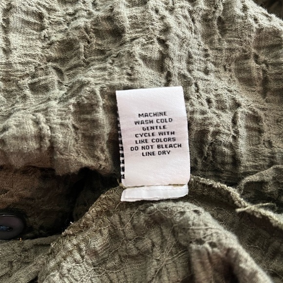 Habitat Clothes To Live In Gauzy Mandarin Collar Longline Cardigan Olive - Picture 9 of 10